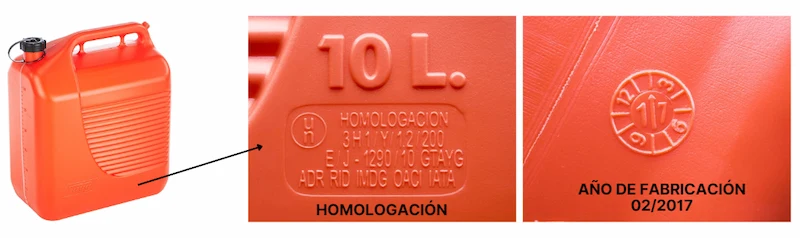 Transporte de combustible por particulares 5 homologación para garrafa inflamable